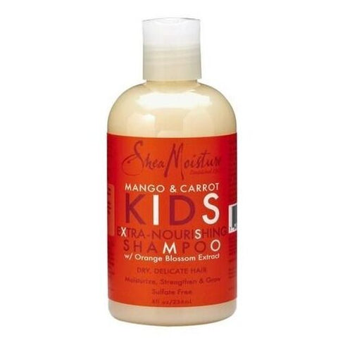 Shea Kosteus Mango- ja porkkana-lapset ylimääräistä ravitsevaa shampoo 236 ml